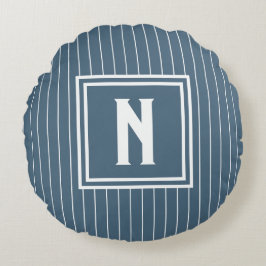 Almofada Redonda Pin Stripe - Navy + White