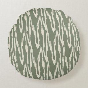 Almofada Redonda Pincelada Ikat Sage Branco Esmaecido