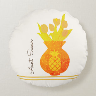 Almofada Redonda Pineapple Tulip Modern Floral Elegante Nome