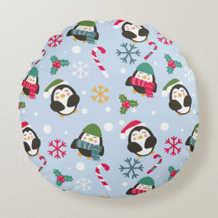 Almofada Redonda Pinguim de Natal bonito