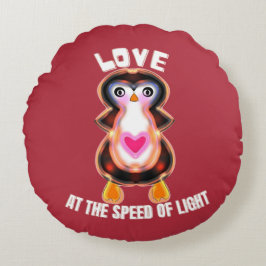 Almofada Redonda Pinguim Presente Amor à Velocidade da Luz