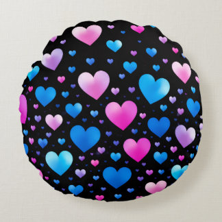 Almofada Redonda Pink & Blue Glowing Hearts
