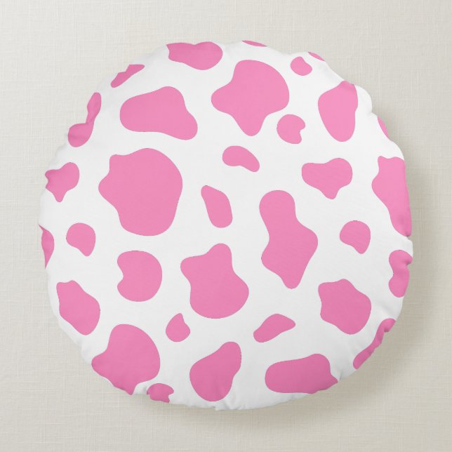 Almofada Redonda Pink Cow Print Decorative Pillow (Frente)