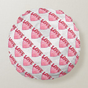 Almofada Redonda Pink Love Heart Pattern