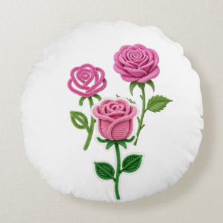 Almofada Redonda Pink Rose Flower Botanist Pipe Cleaner Flower 