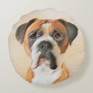 Almofada Redonda Pintura De Cachorro Descortada Arte Animal Origina