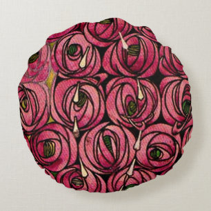Almofada Redonda Pintura de Charles Mackintosh, Rosas