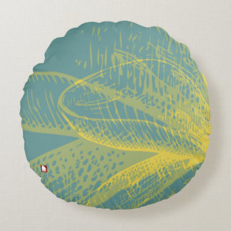 Almofada Redonda Pintura de Flor Moderna Goldden 1 por RD