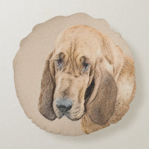 Almofada Redonda Pintura de galhões - Arte de Cachorro Original