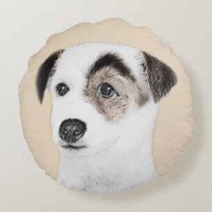 Almofada Redonda Pintura de Parson Jack Russell Terrier - Arte Cani