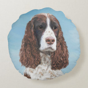 Almofada Redonda Pintura em inglês Springer Spaniel original