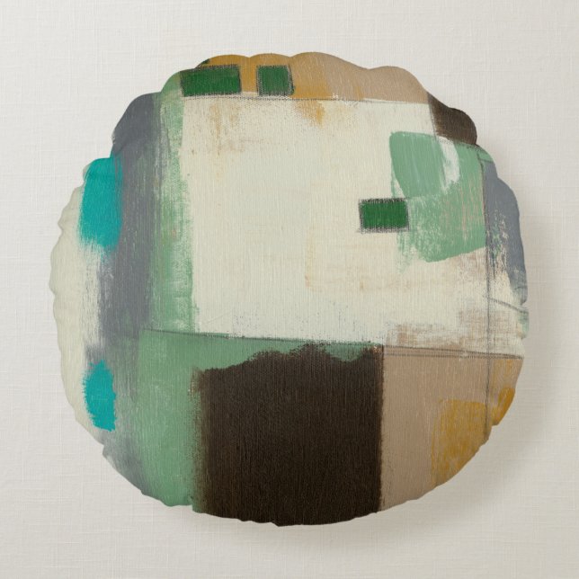 Almofada Redonda Pintura expressionista com Traços Pesados de Pince (Frente)
