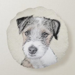 Almofada Redonda Pintura grossa de Russell Terrier - Arte original