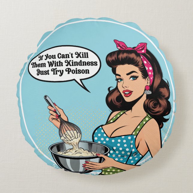 Almofada Redonda Pinup_ com gentileza (Frente)