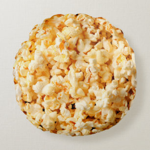 Almofada Redonda Pipoca feia em fundo inteiro. Comida
