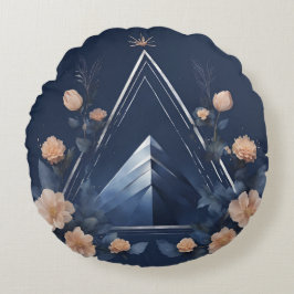 Almofada Redonda Pirâmide Midnight Dreamscape Arte Al Floral