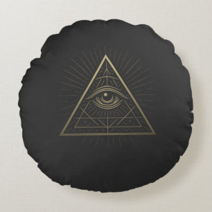 Almofada Redonda Pirâmide Mística - Olho de Providência Emblem