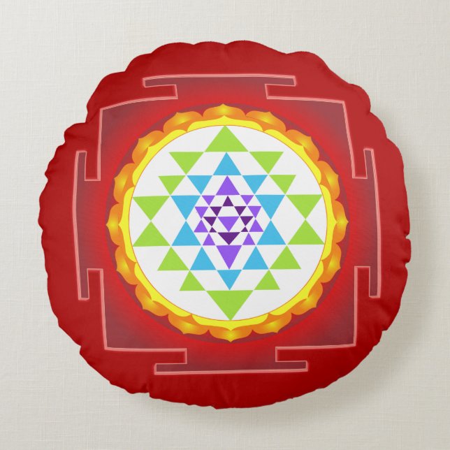 Almofada Redonda PixDezines Sri Yantra (Frente)