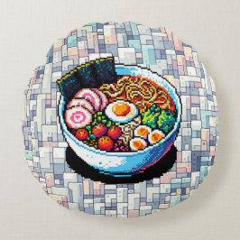 Almofada Redonda Pixel Art Ramen Noodles
