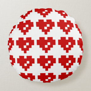 Almofada Redonda Pixel Heart 8 Bit Love
