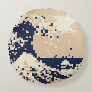 Almofada Redonda Pixel Tsunami Arte De 8 Bits