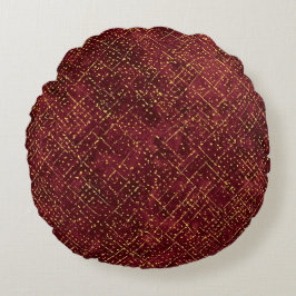 Almofada Redonda Pixels Luxuosos Dourados Marrons, Elegantes, Moder