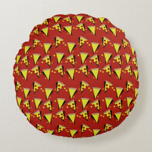 Almofada Redonda Pizza Pepperoni Italiana Geométrica Fatia