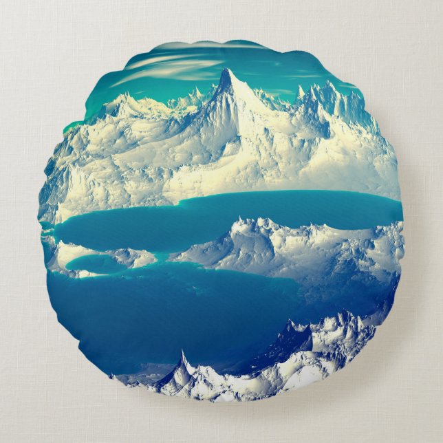 Almofada Redonda Planeta alienígena - Trabalho de arte 3D ed Comput (Frente)