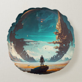 Almofada Redonda Planeta Desconhecido Duplo Lado