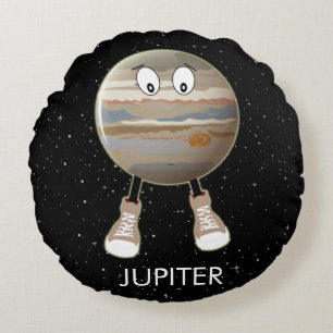 Almofada Redonda Planeta Júpiter e Estrelas