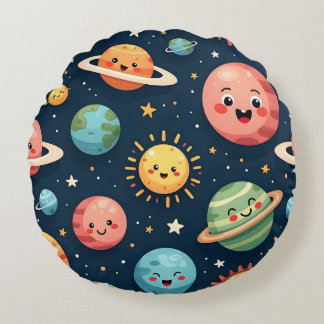 Almofada Redonda Planetas Cujos Travesseiros Espaciais Kawaii