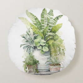 Almofada Redonda Plantas de Casa