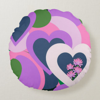 Almofada Redonda Playful Abstract Heart Round Pillow