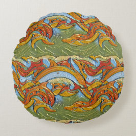 Almofada Redonda Playful Dolphins Pattern 2- Design inspirado no oc