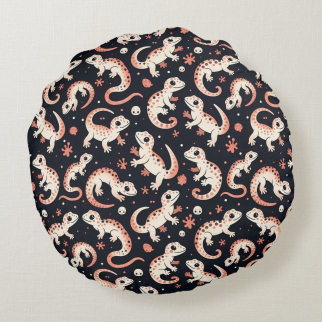 Almofada Redonda Playful Gecko Pattern (Verso)