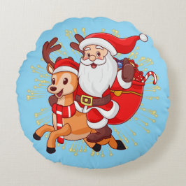 Almofada Redonda **"Playful Santa Claus Design – Fun and Festive Ch