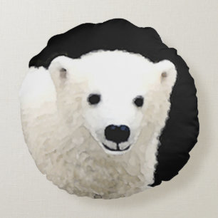 Almofada Redonda Polar Bear Cub Painting - Arte Original