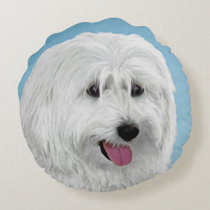 Almofada Redonda Polonês Lowland Sheepdog Painting - Original Dog 