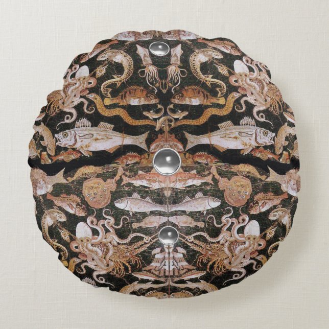 Almofada Redonda POMPEII COLLECTION/OCEAN - SEA LIFE SCENE Náutica (Frente)