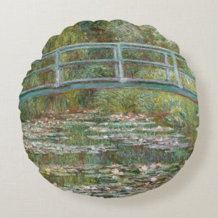 Almofada Redonda Ponte Monet Art sobre um Pond de Leilões de Água