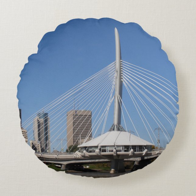 Almofada Redonda Ponte Provencher de Winnipeg (Frente)