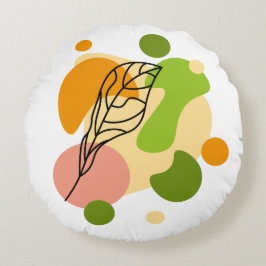 Almofada Redonda Pontos de abstrato interessantes com folhas