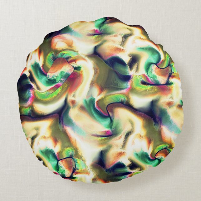 Almofada Redonda Pontos fibrosos de gradiente de cor víbora, defeit (Verso)