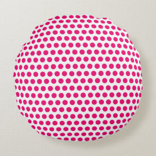 Almofada Redonda Pontos Polka Rosa Branco Cores Personalizadas Fofo