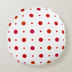 Almofada Redonda Pontos polka vermelhos cereja em branco
