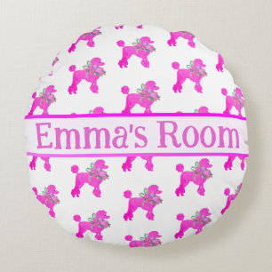 Almofada Redonda Poodle Rosa Personalizado