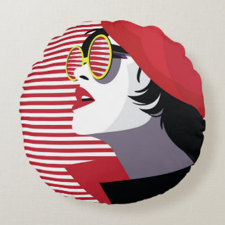 Almofada Redonda Pop Art Fashion Woman Vintage