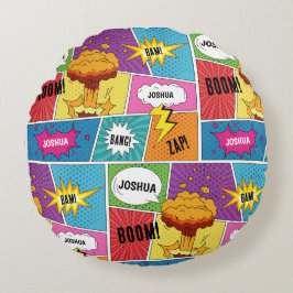 Almofada Redonda Pop de Arte Personalizada do Livro Quadrado Colori
