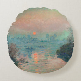 Almofada Redonda Pôr do sol de Monet no Impressionismo de Arte Fina