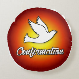 Almofada Redonda Porta de confirmação de parabéns com Dourado, verm